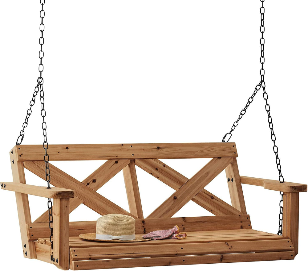 Backyard Discovery 55" Cedar Wood Farmhouse Outdoor Porch Swing Bench wi...