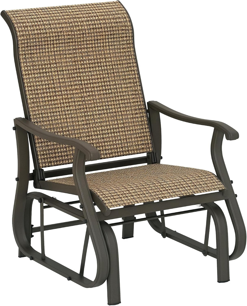 Outsunny Outdoor Glider Chair Patio Garden Steel Frame Light Mixed Brown