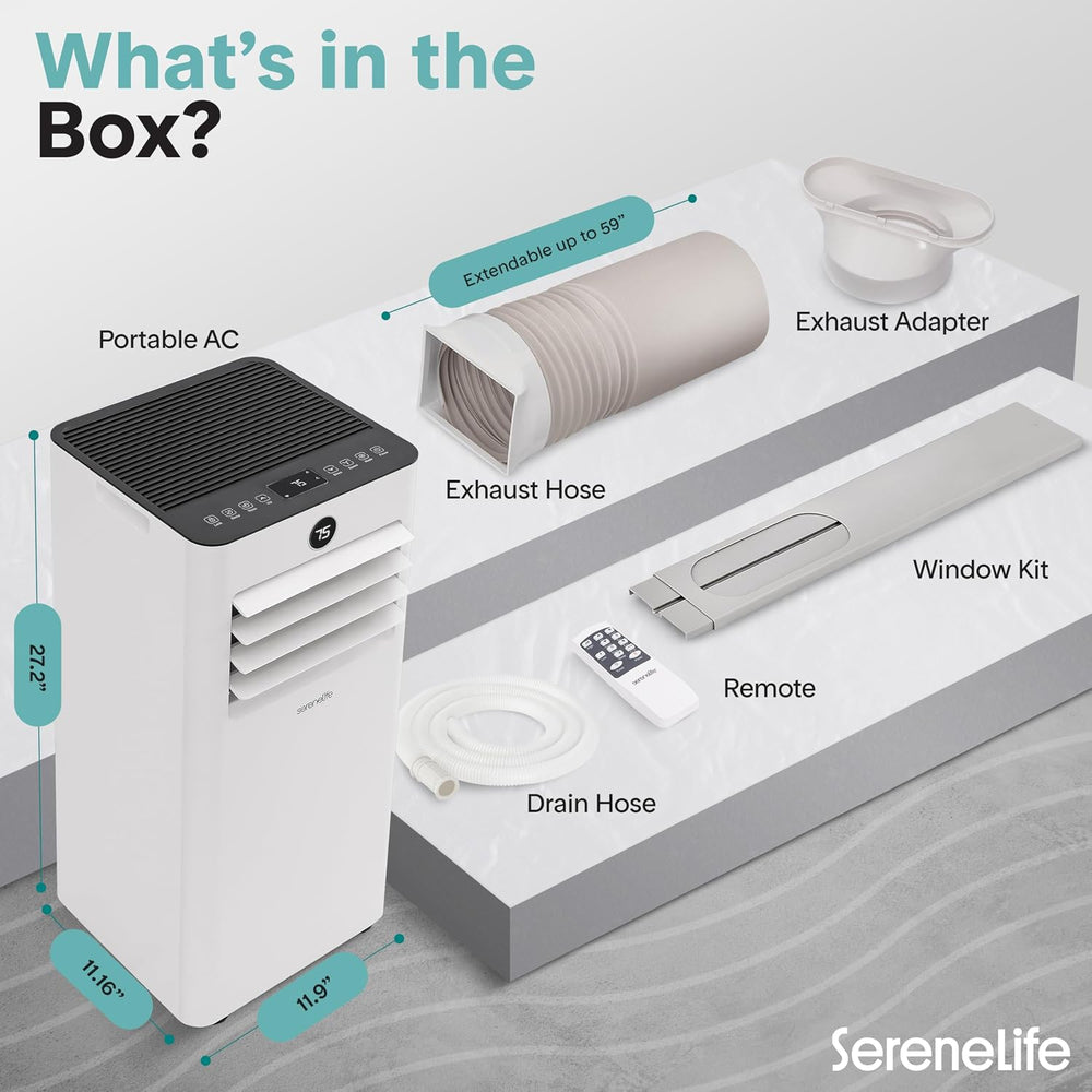 SereneLife Portable Air Conditioner, 8,000 BTU Small AC Unit with Dehumidifie...