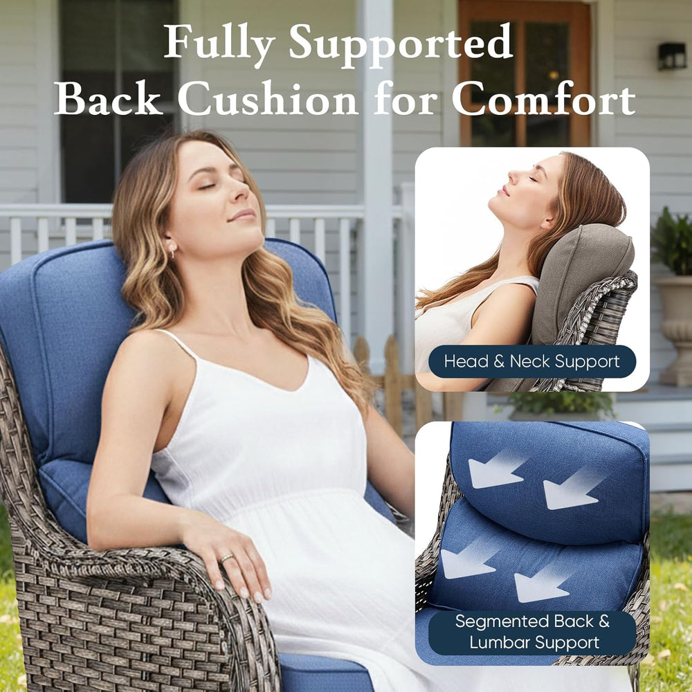 Belord Luxury 6" Thick Cushioned Outdoor Swivel Rocker Patio Chairs of 2...