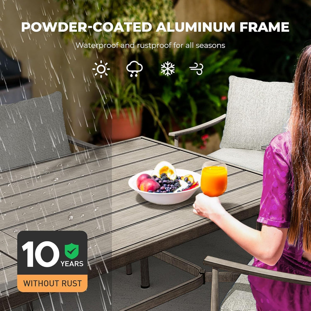 HAPPATIO 9-Piece Patio Table and Chairs Set for 8, Aluminum Outdoor Dining Se...