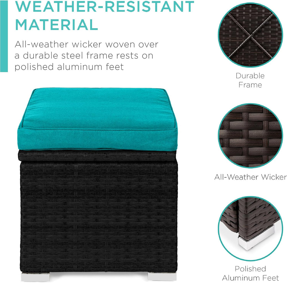 Best Choice Products Set of 2 Wicker Ottomans, Multipurpose Outdoor Furniture...