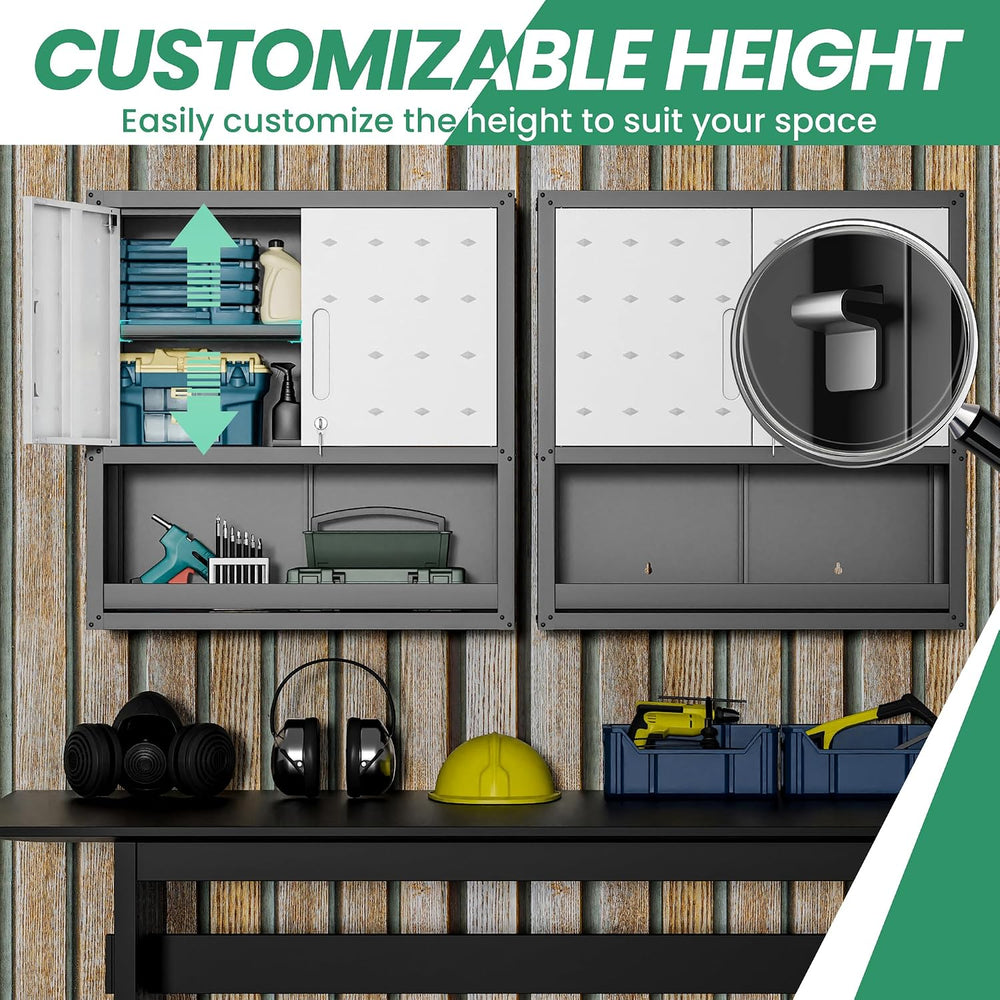 Garage Wall Cabinet,29.5" W Wall Mounted Garage Cabinets with Adjustable...
