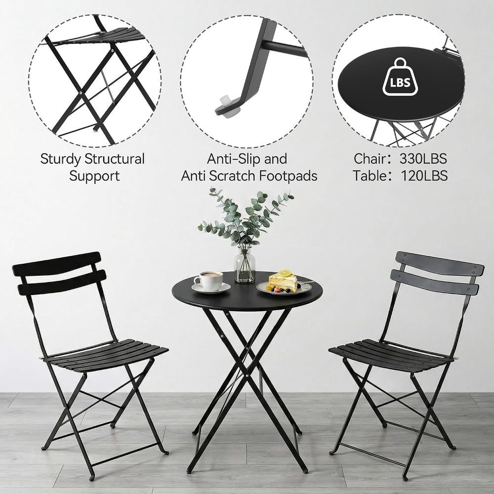 GarveeLife 3 Piece Patio Bistro Set, Patio Furniture Set, Black