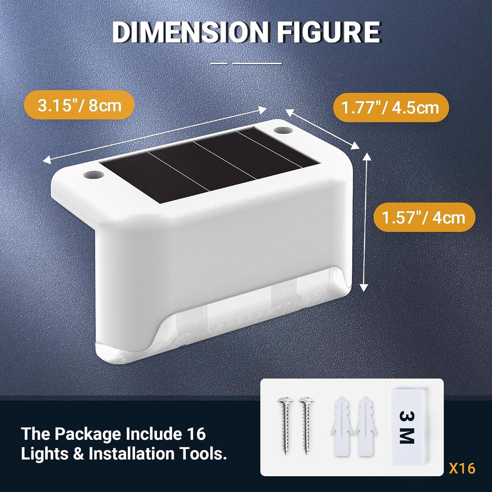 SOLPEX Solar Fence Lights Outdoor 16 Pack, Waterproof Led, Warm White