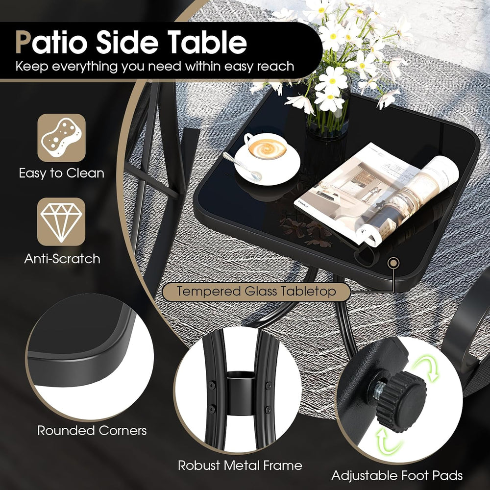 HAPPYGRILL 3-Piece Patio Rocking Bistro Set Rocker Chairs Set with Side Table...