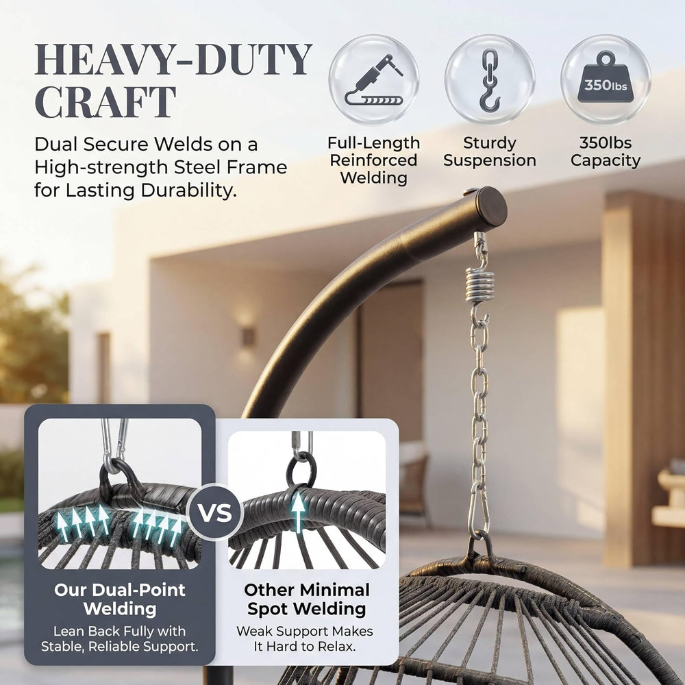 BULEXYARD Swing Egg Chair with Stand, 350 lbs Hanging Egg Chair Outdoor