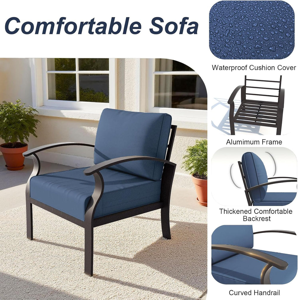 Aluminum 2-Seat Patio Furniture Set, Metal Outdoor Furniture Sectional Sofas ...