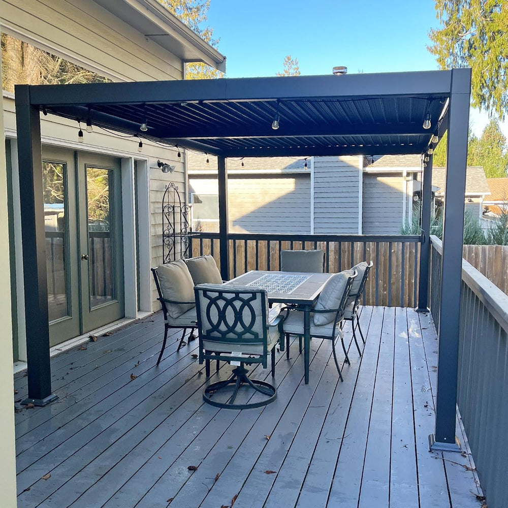 PURPLE LEAF Louvered Pergola 10' x 14' Aluminum Pergola w/Independent...