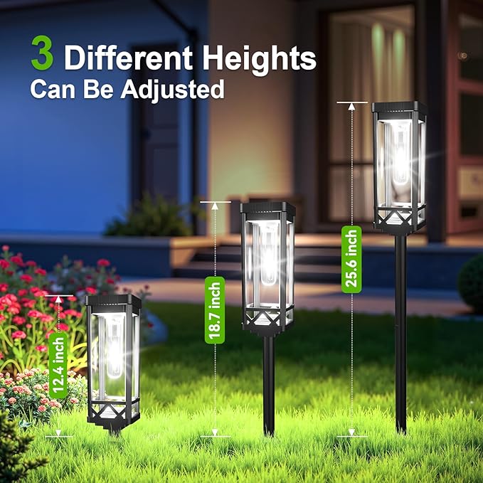 KOOPER Taller Solar Pathway Lights Outdoor, 12 Pack Upgraded Brighter Solar G...