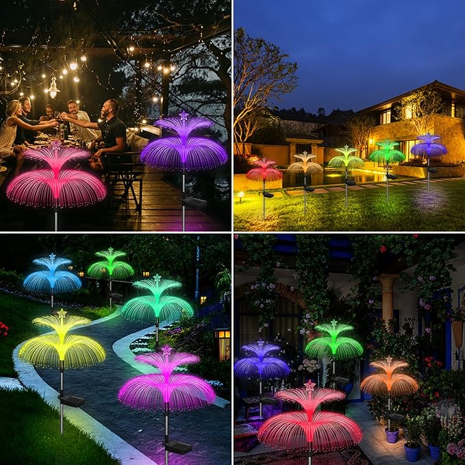 Solar Garden Lights 6 Pack New Upgraded Solar Lights Outdoor Waterproof 7 Col...