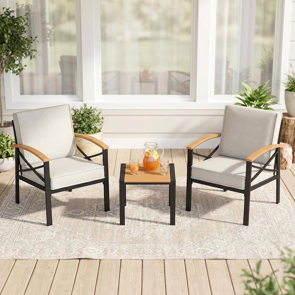 3-Piece Outdoor Patio Furniture Set for All-Weather, Heavy-Duty Metal Outside...