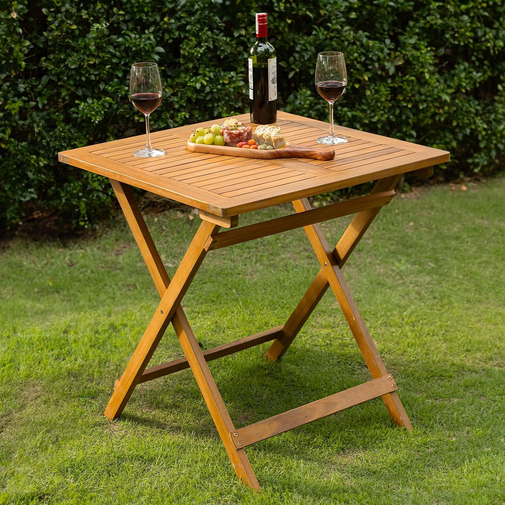 IDZO Legolas FSC Acacia Wooden Folding Table for Outdoor & Patio, 270lbs
