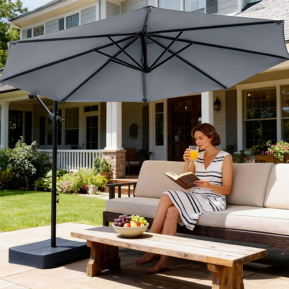 10FT Cantilever Offset Outdoor Patio Umbrella with Base Included