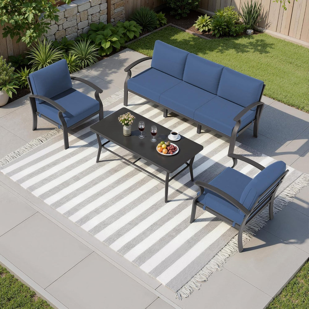 Aluminum Outdoor Patio Furniture Set with 5.1'' Thick Cushions