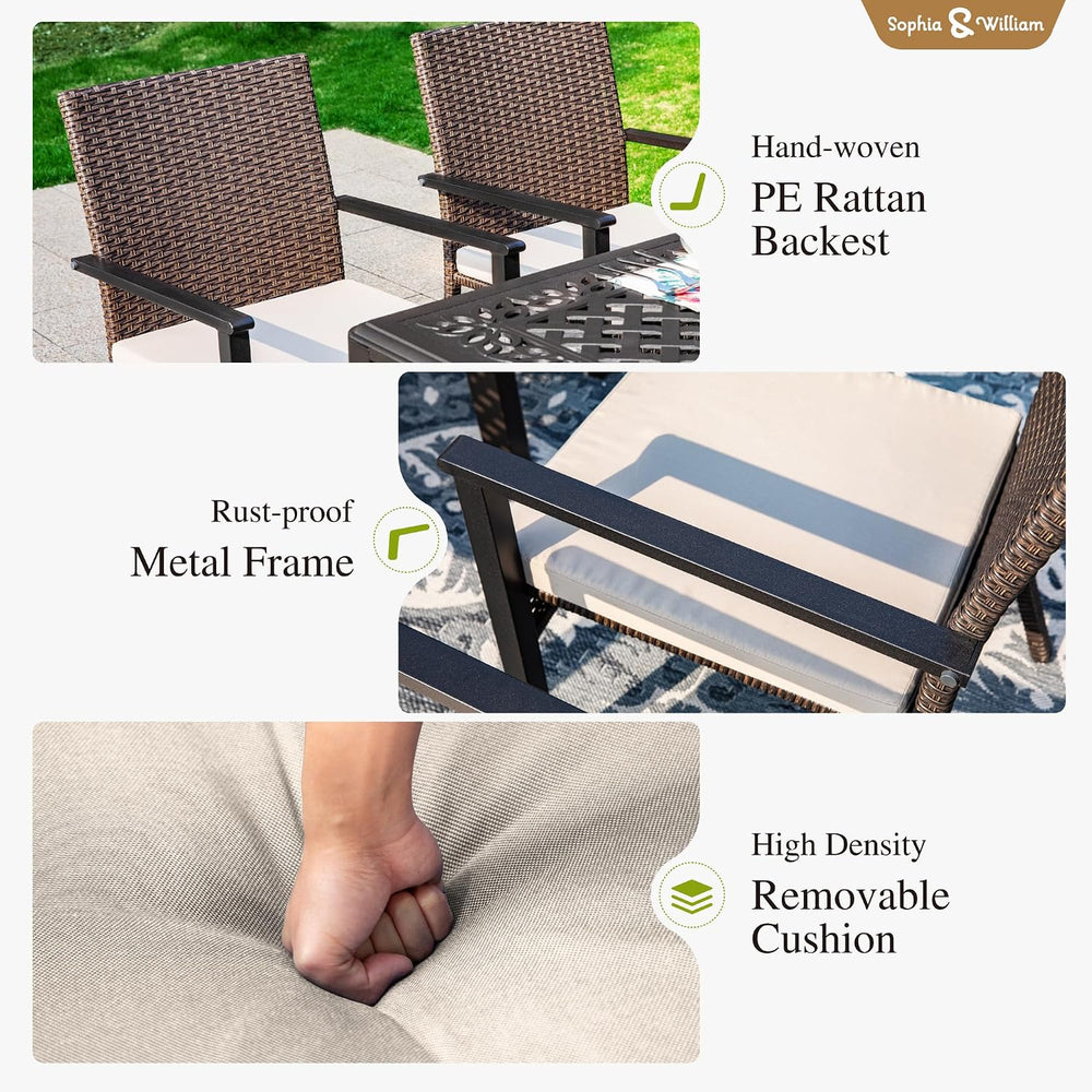 Sophia & William 9pc Square Patio Dining Set for 8, Rattan Chairs