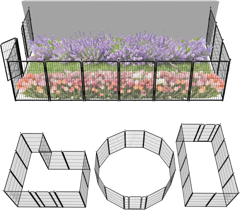 FXW No Dig Garden Fence, Outdoor for Yard, 40in(H) x 27.3ft(L), 12 Panels