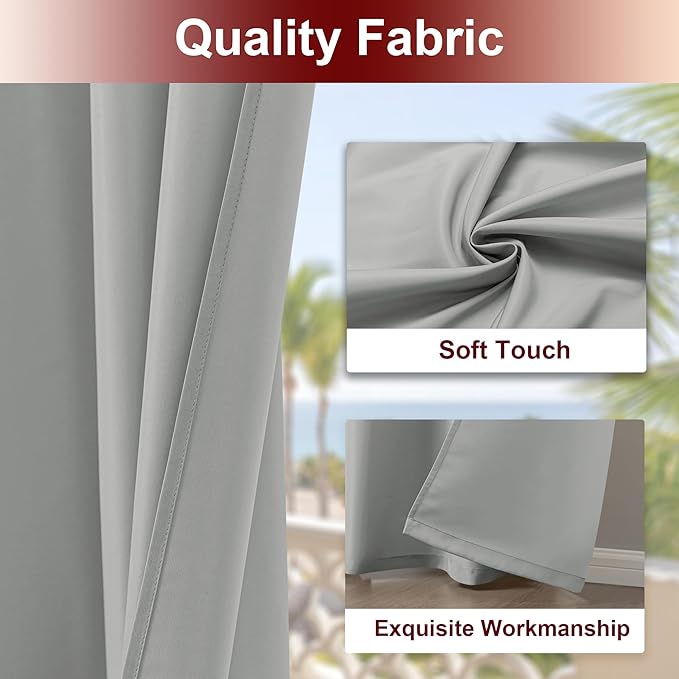 HolidayIdeas Grommet Outdoor Curtains for Patio Waterproof 8 Pcs All Weather ...