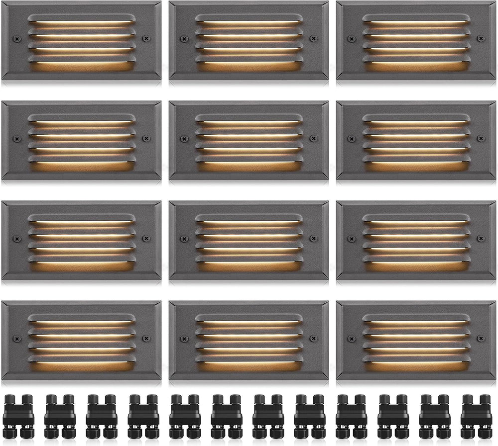 SUNVIE 5W Low Voltage Step Lights 6 Inch Outdoor Aluminum Brown, 12-Pack