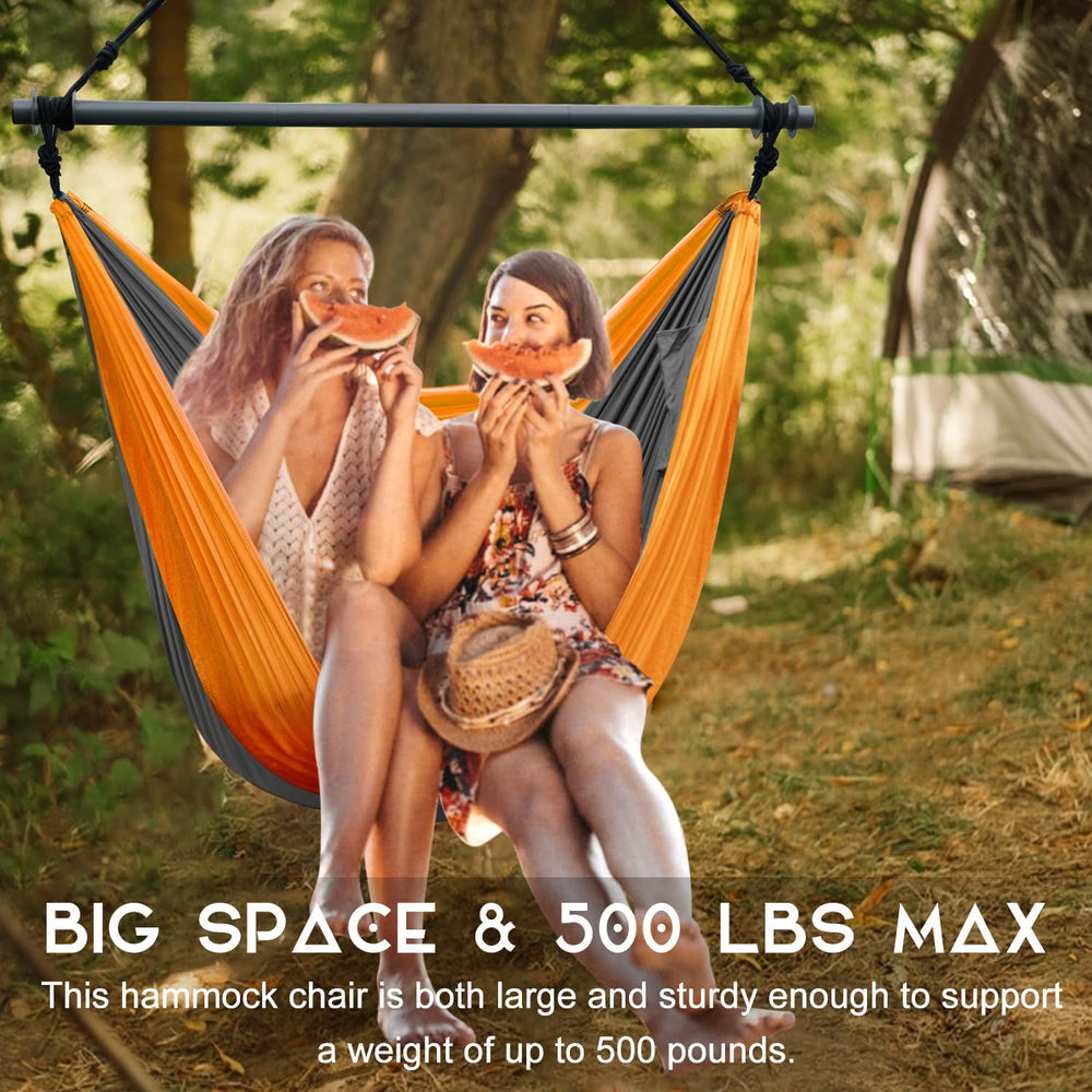Hammock Chair Swing, Portable, Max 500lbs for Indoor/Outdoor (Orange, Gray)