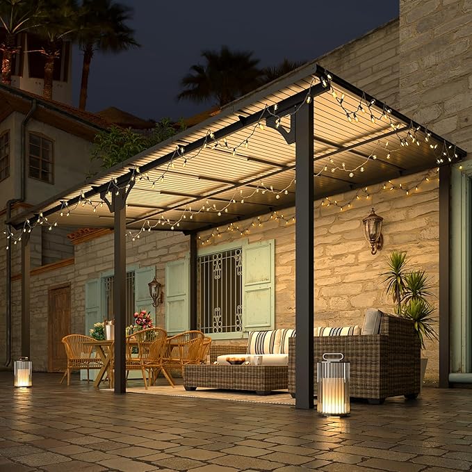 AECOJOY 14' x 10' Gazebo for Patio, Hard Top Lean to Gazebo Pergola w...