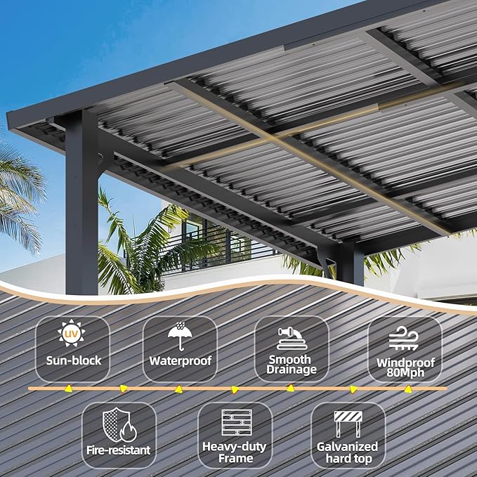 AECOJOY 14' x 10' Outdoor Hardtop Gazebo Pergola for Patio, 10x14 Lar...