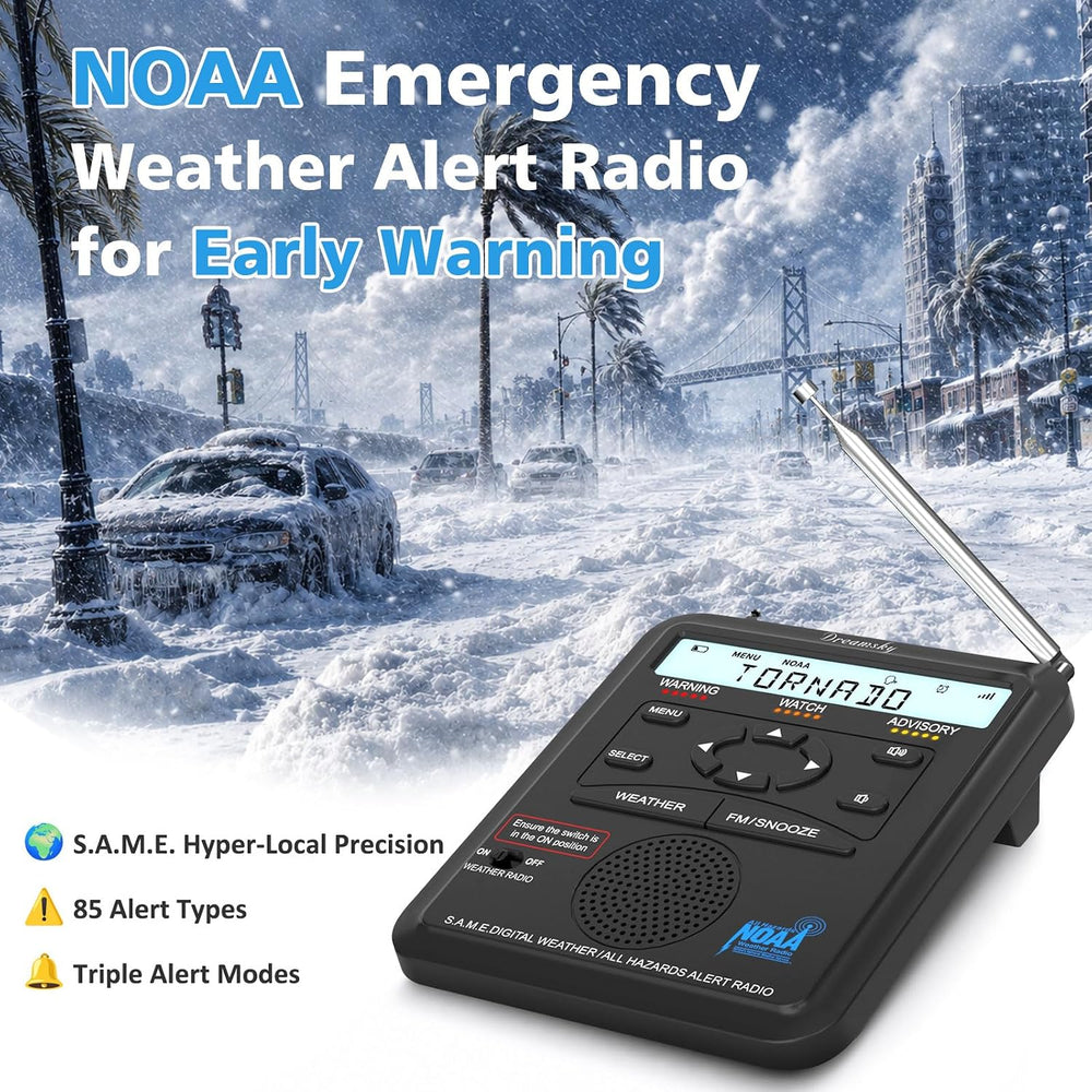 DreamSky Weather Radio NOAA Alert with Battery Backup & FM Radio for Home