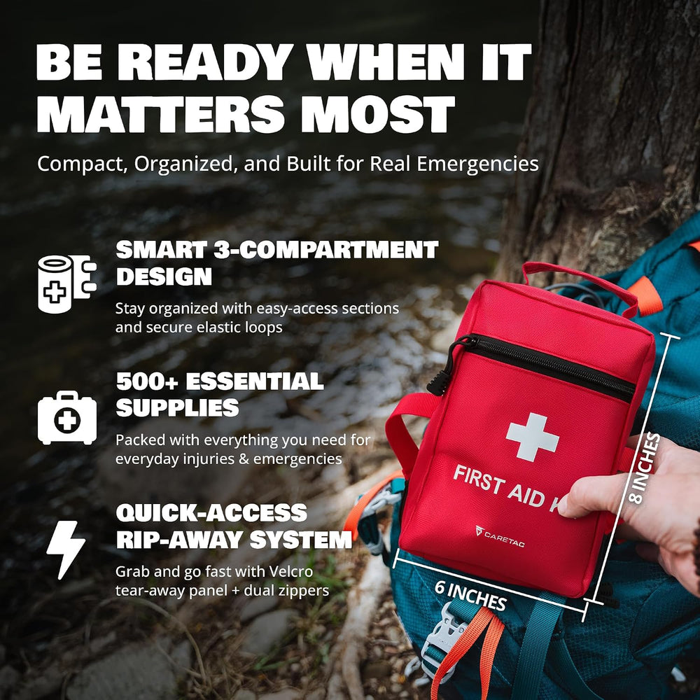 Caretac 500+ Piece Premium Large First Aid Kit, Fully Stocked Emergency Medic...