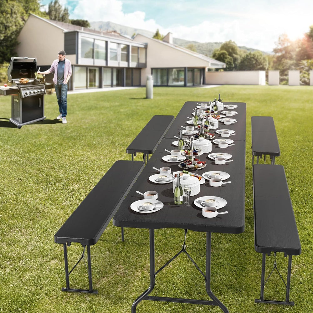 VINGLI 6 feet Plastic Folding Bench,Portable in/Outdoor Picnic Party Camping ...