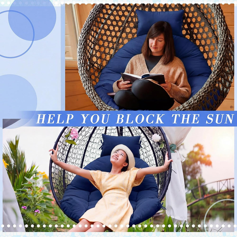 Tudomro Navy Blue Waterproof Egg Chair Cushion with Pillow, Classic