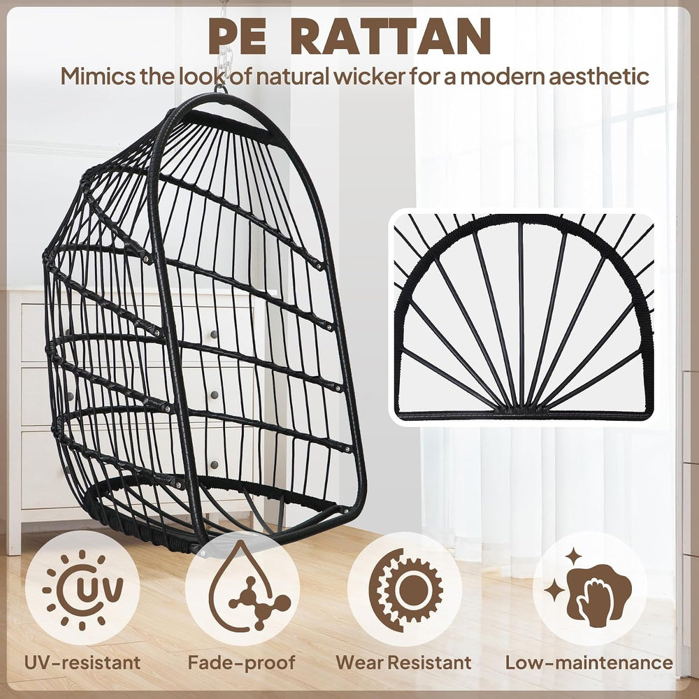 Chihee Egg Chair Foldable Wicker Rattan Hanging Swing Chairs Indoor Outdoor P...