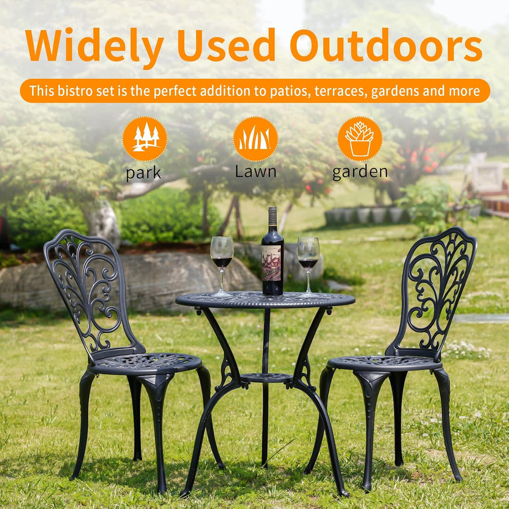 Patio Bistro Set 3 Piece Outdoor,Cast Aluminum Outdoor Bistro Table and Chair...