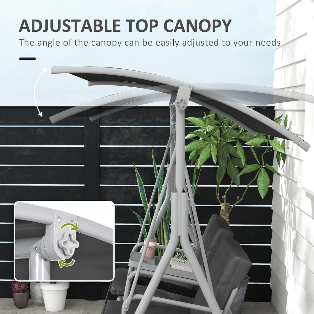 Outsunny 2 Person Porch Swing with Stand Canopy Outdoor Swing Gray