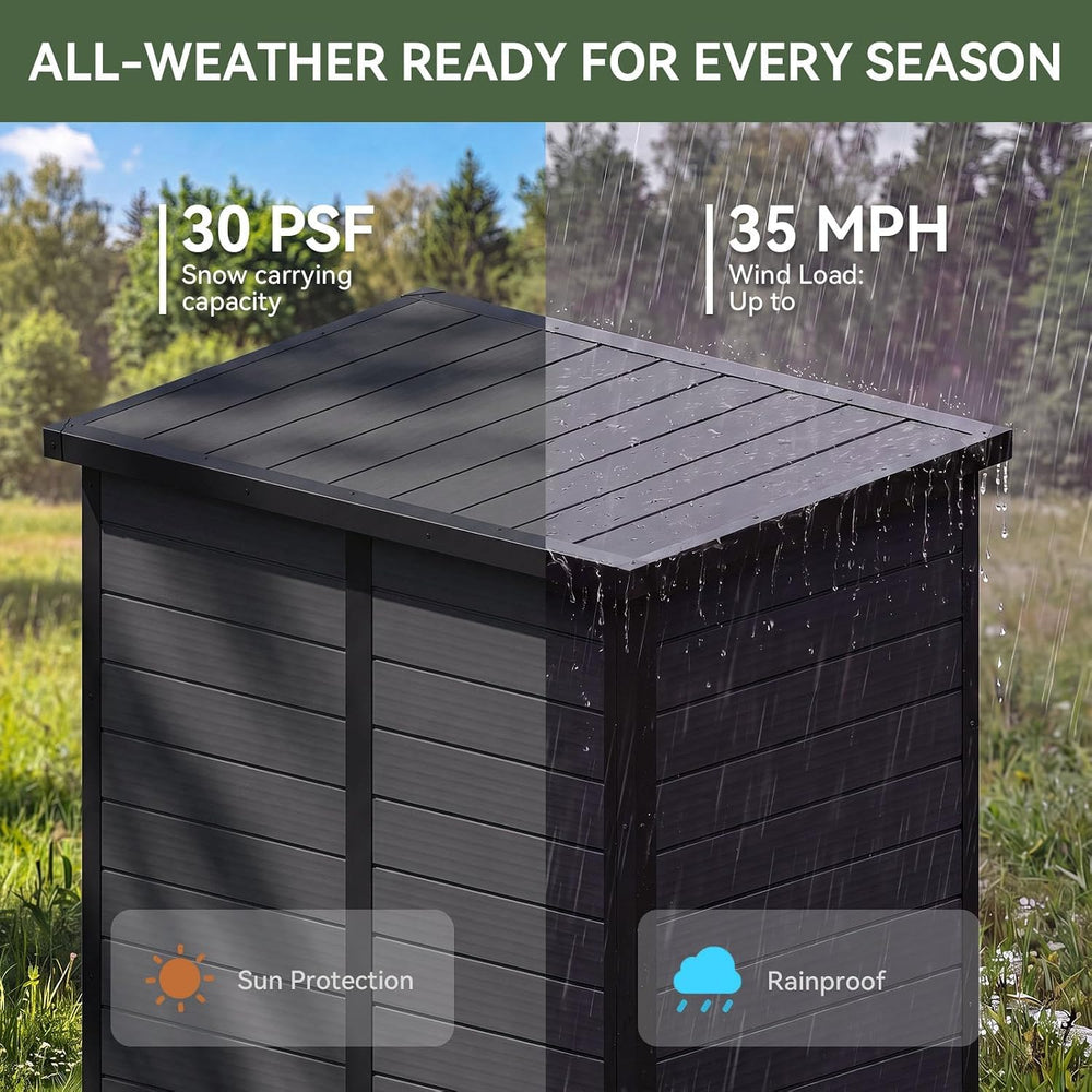 Aoxun 55 Cuft Outdoor Tall Storage Shed, 5×3 Ft Vertical Shed with Floor &amp...