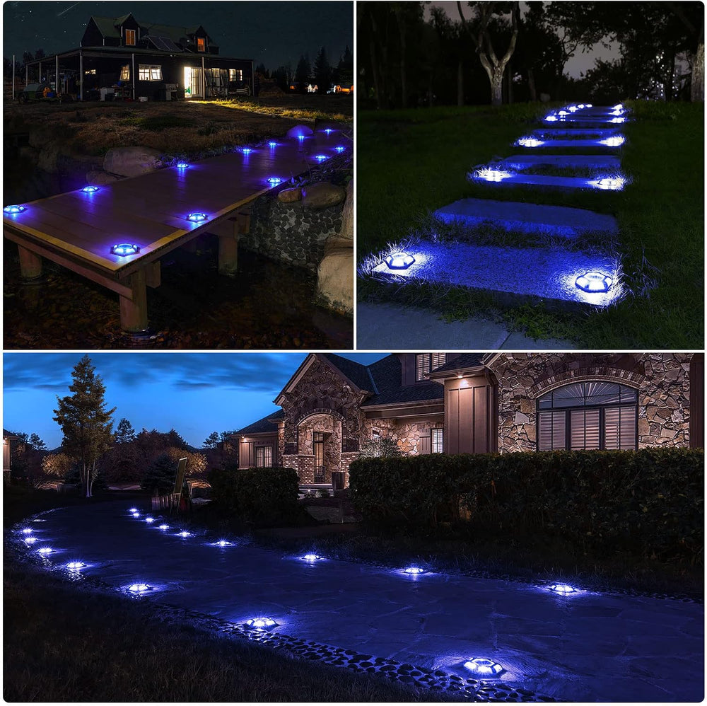 VOLISUN Solar Dock Driveway Deck Outdoor Pathway LED Lights, 12-Pack