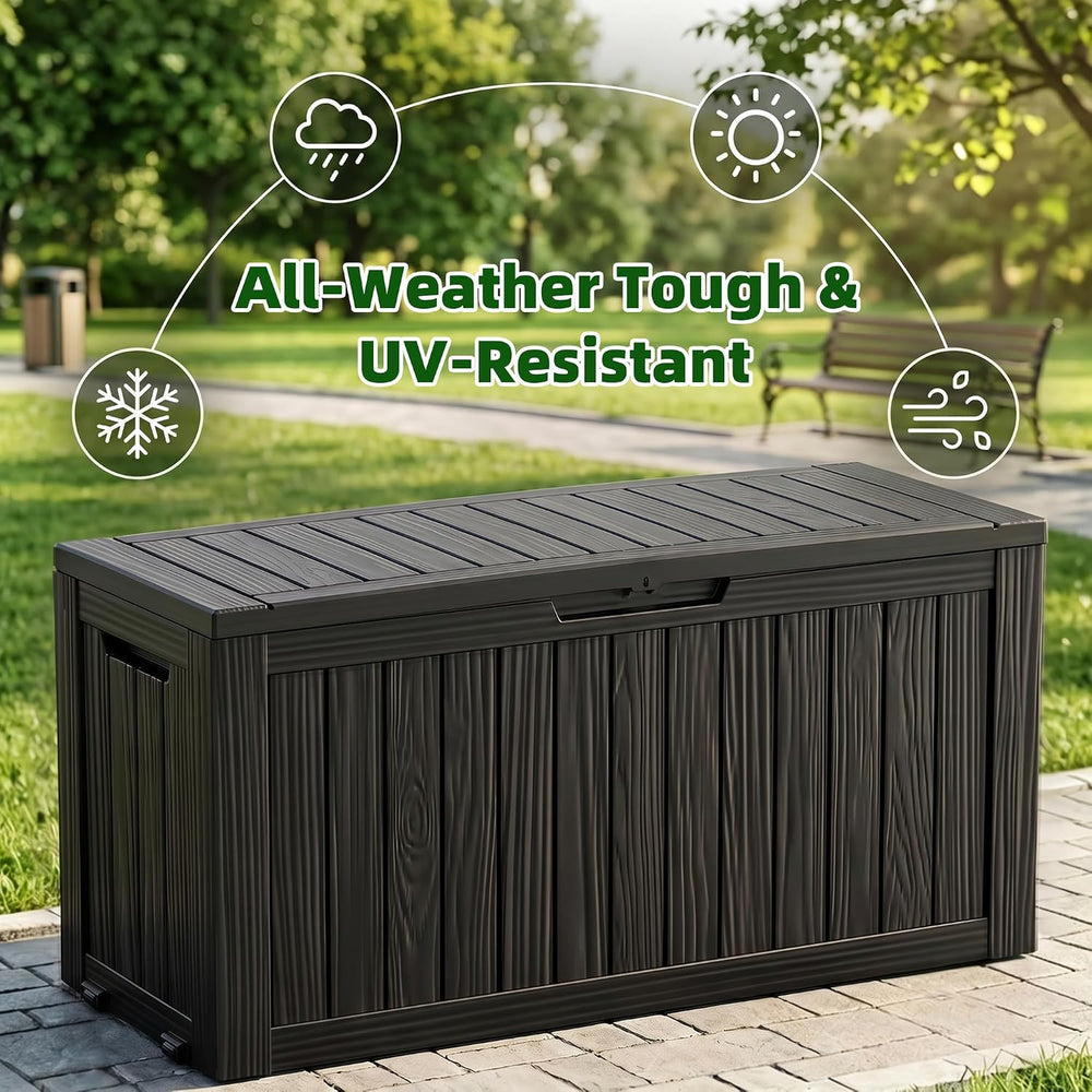 EasyUp 146 Gal Outdoor Storage Box Waterproof Deck Boxes w/Built-in Wheels