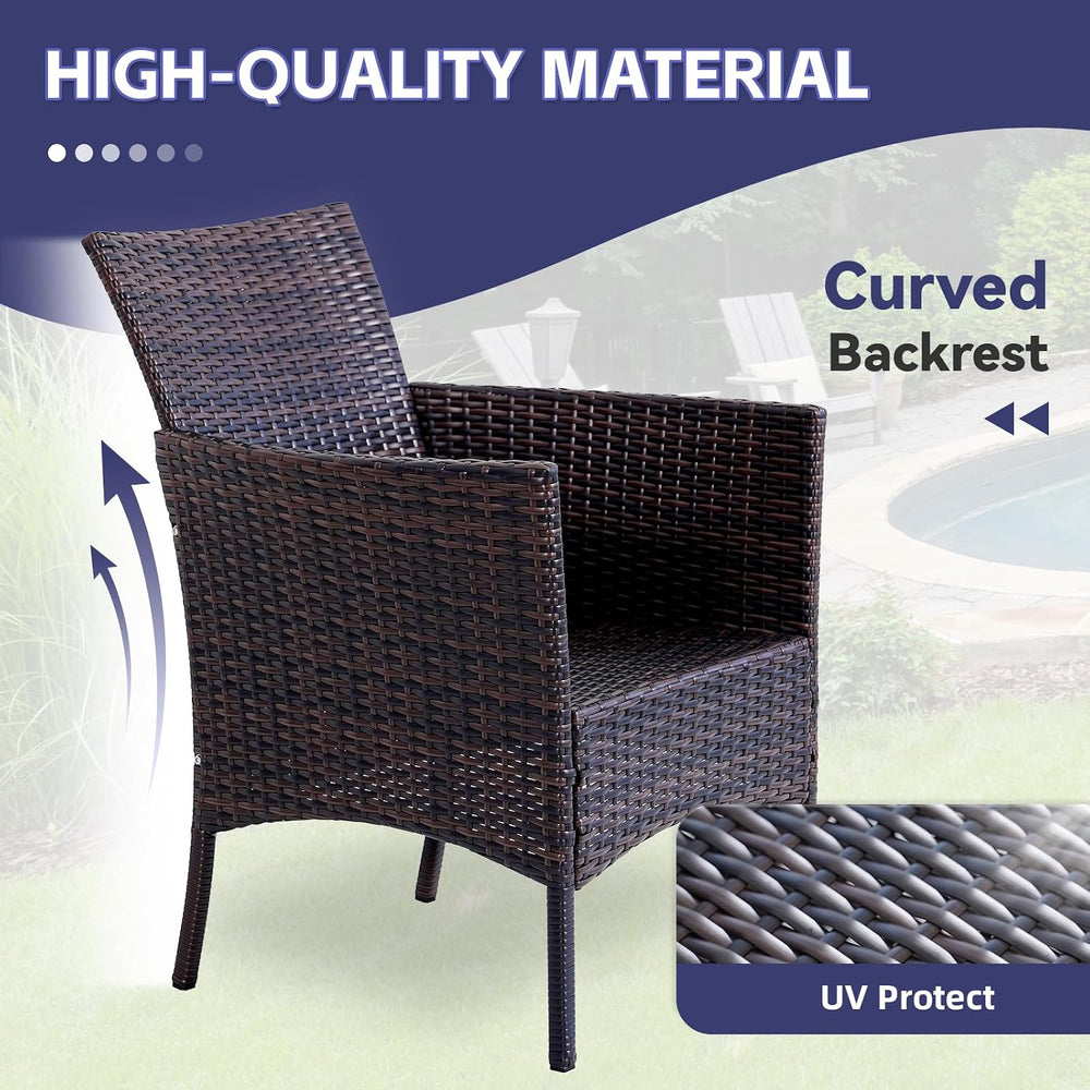 Patio Porch Furniture Sets 3 Pieces Rattan Wicker Chairs with Table Outdoor G...