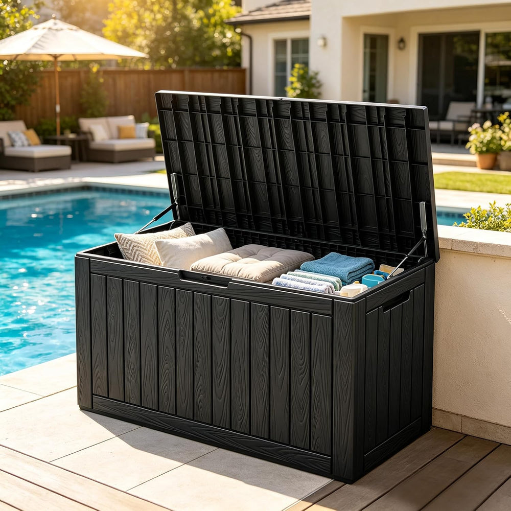 100 Gallon Outdoor Storage Box Waterproof Deck Box for Patio Storage