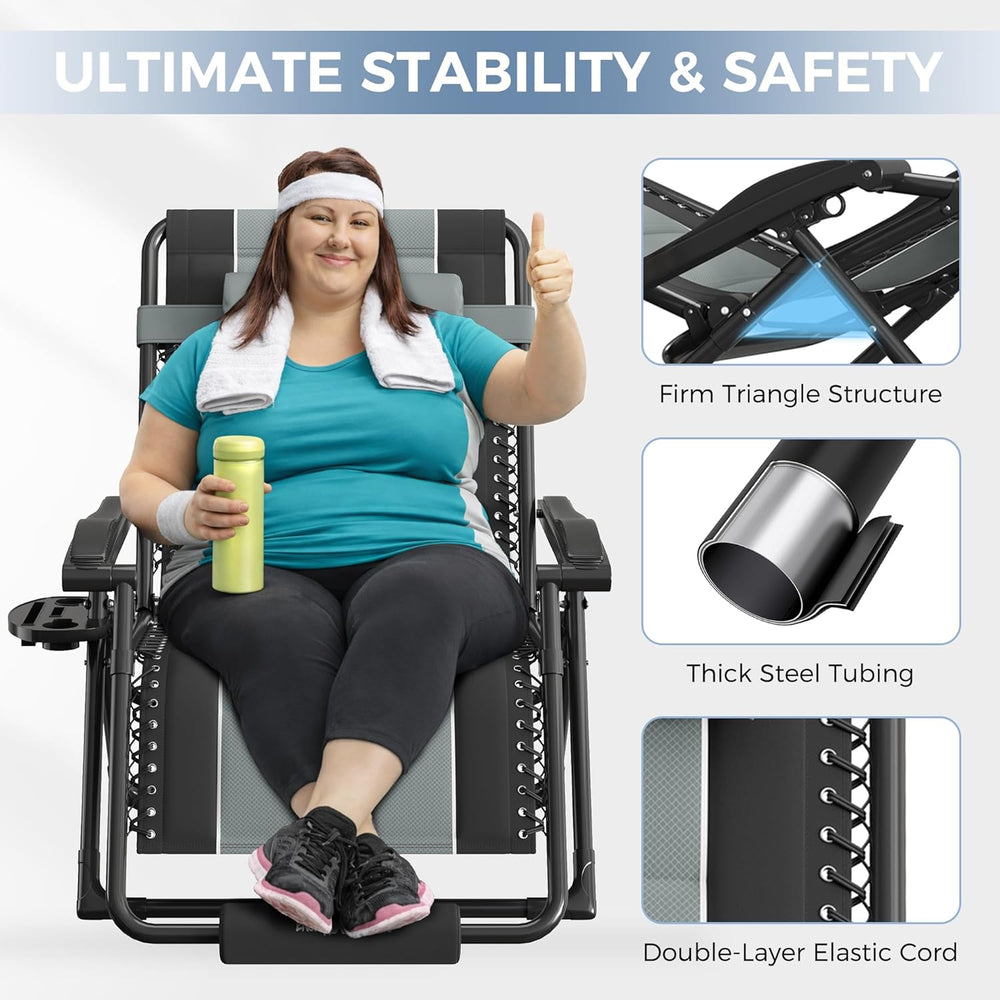 UDPATIO Oversized Zero Gravity Chair Outdoor Patio Folding Recliner | 33in Ad...