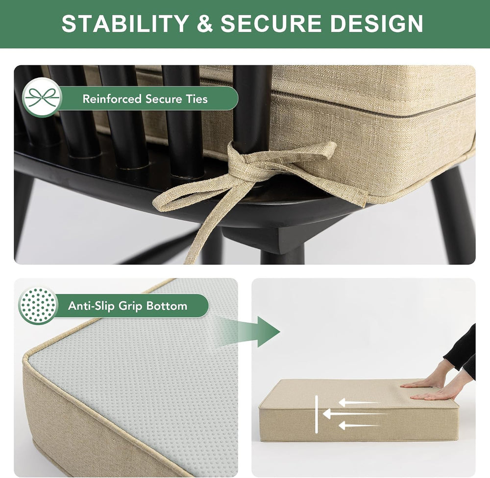 Summsun Outdoor Chair Cushions Set of 4, Faux Linen Patio Furniture Cushions,...