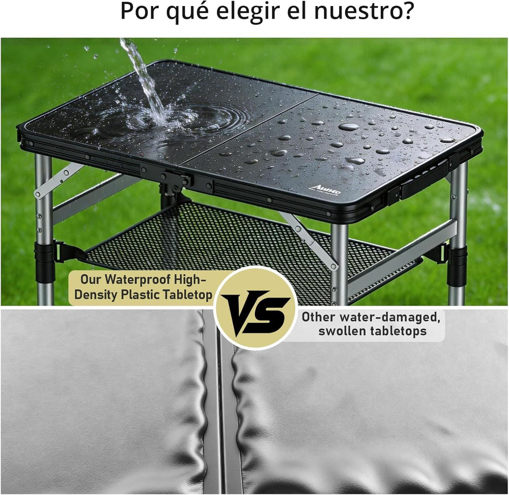 Anbte 2 ft Small Folding Table, 3 Adjustable Height for Camping, 23" X 1...