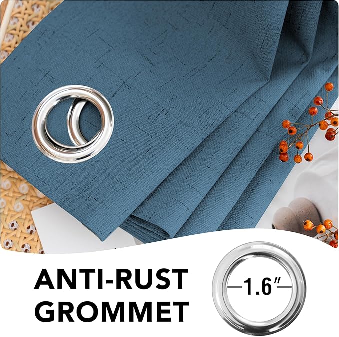H.VERSAILTEX 100% Blackout Curtains for Bedroom Thermal Insulated Linen Textu...