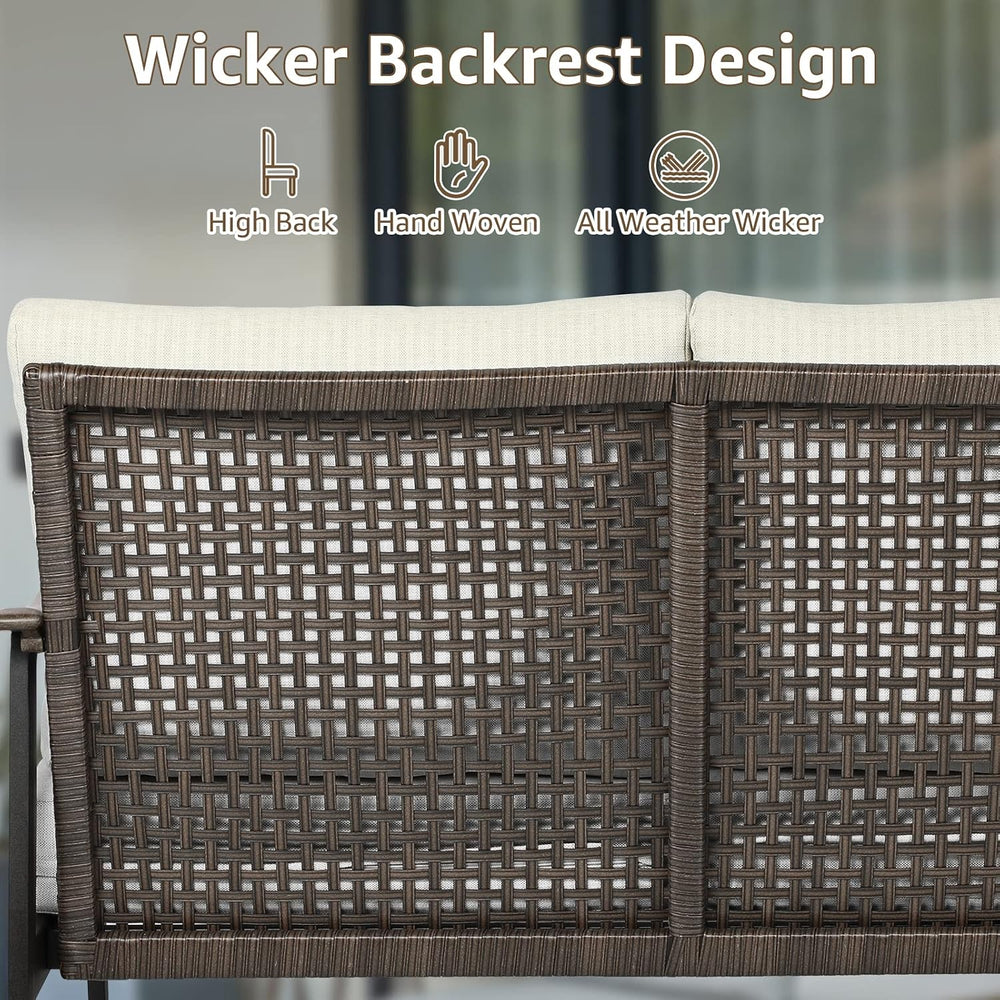 NATURAL EXPRESSIONS Patio Outdoor Loveseat, Wicker Back, Woodgrain Armrest