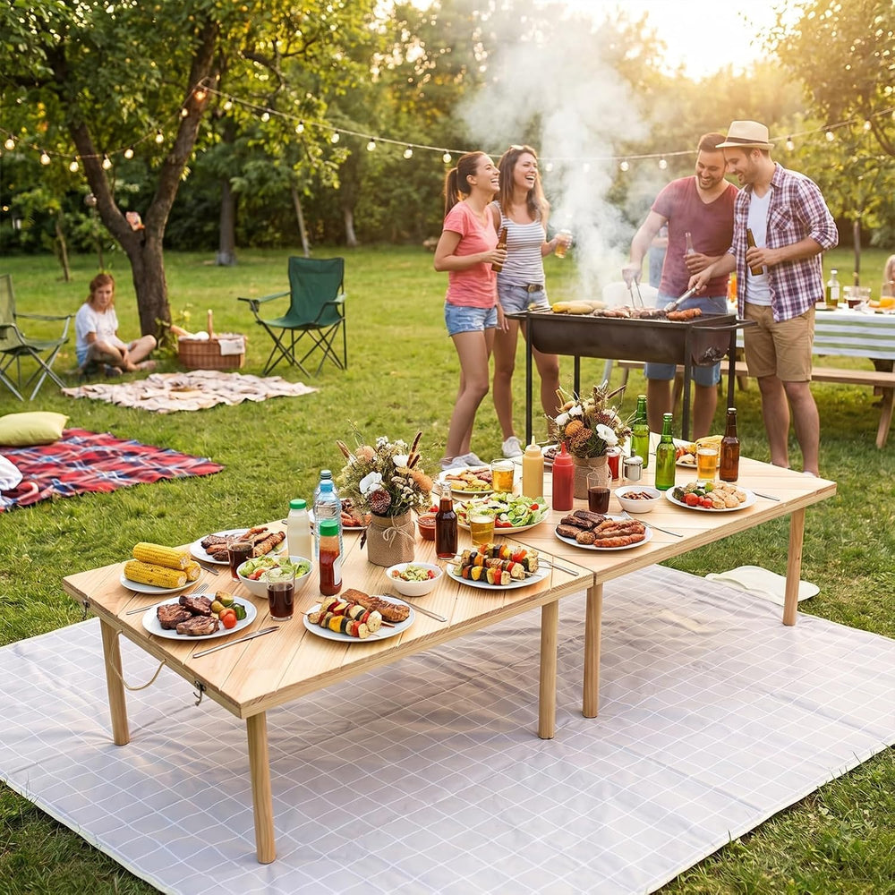 60"x 30" Folding Low Picnic Table with Outdoor Picnic Blanket 79&qu...