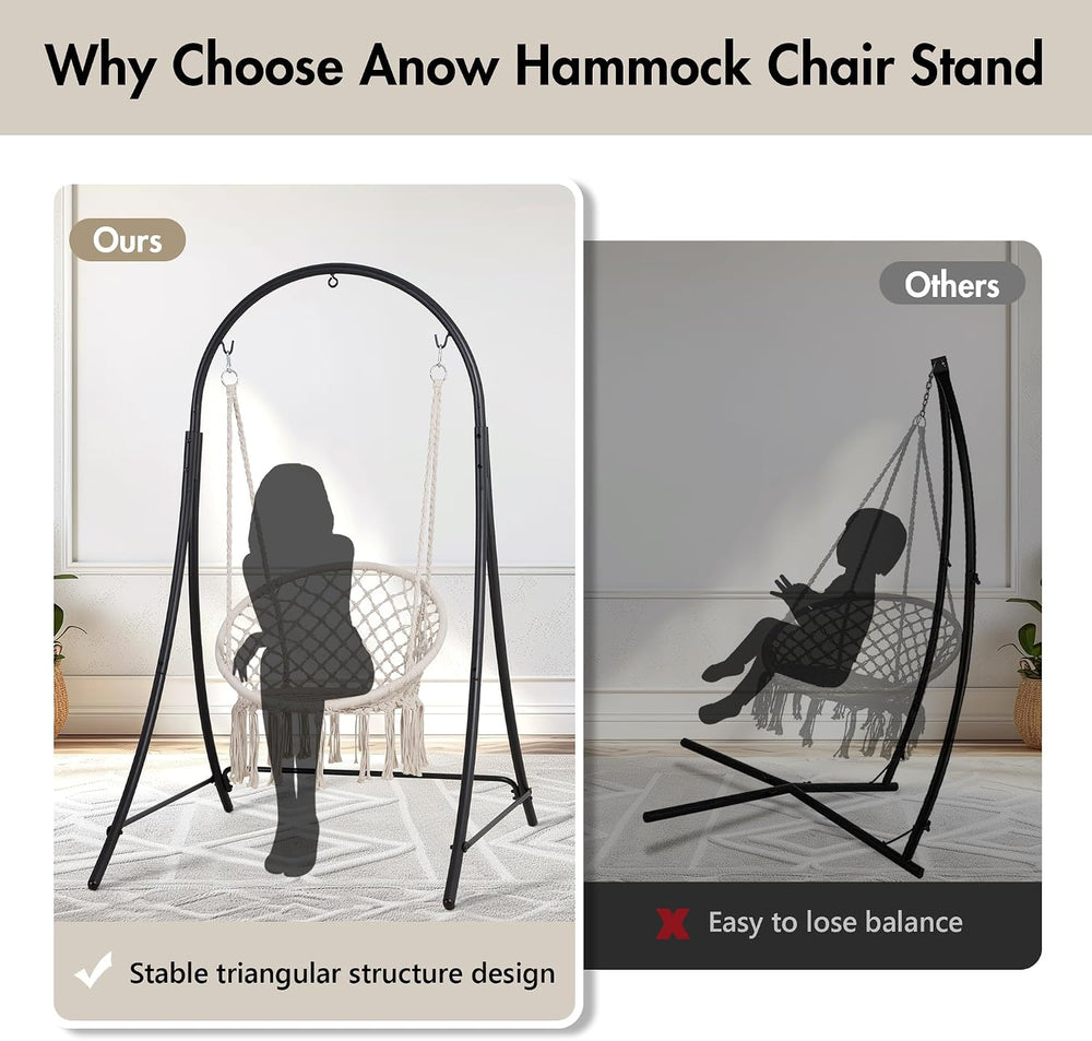 ANOW Adjustable Hammock Chair Stand, Heavy Duty Hanging Chair Stand, Black
