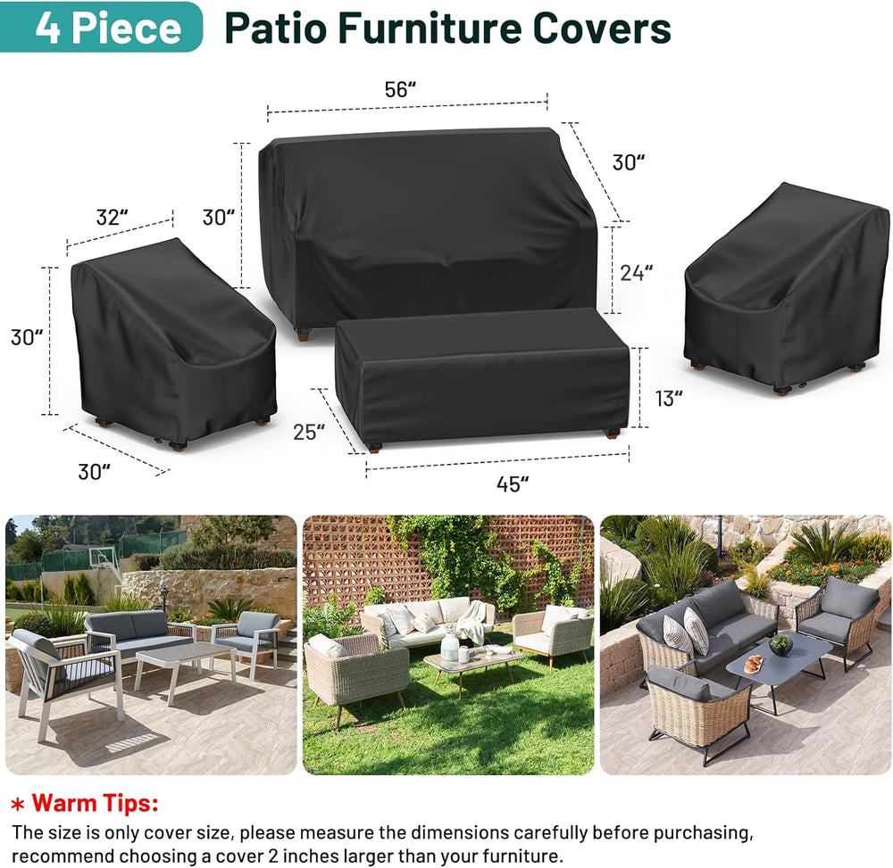 Mrrihand Patio Furniture Covers, 4 Piece Outdoor Furniture Cover Waterproof i...