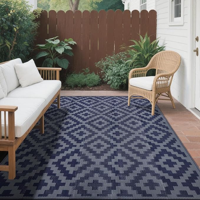 SAND MINE Reversible Mats, Plastic Straw Rug, Modern Area Rug, Large Floor Ma...