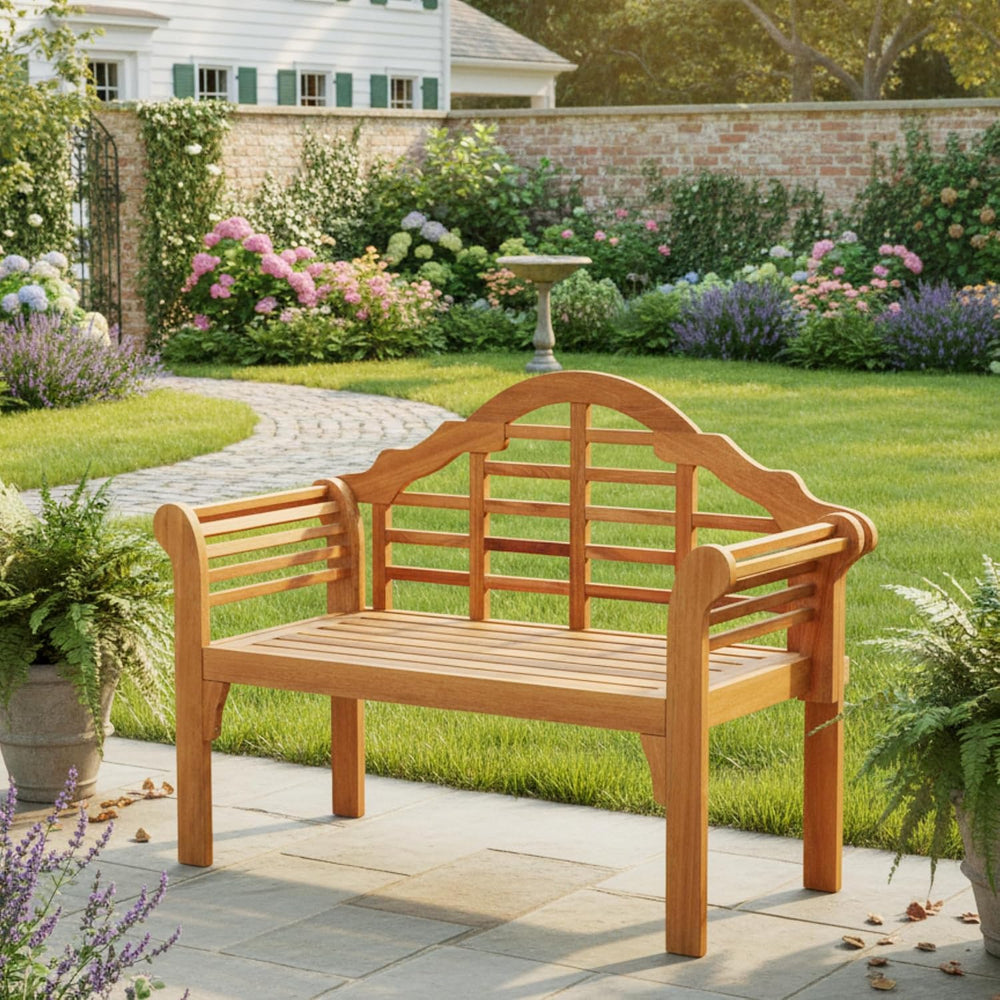 Tangkula 49” Folding Outdoor Eucalyptus Wood Garden Bench, Natural
