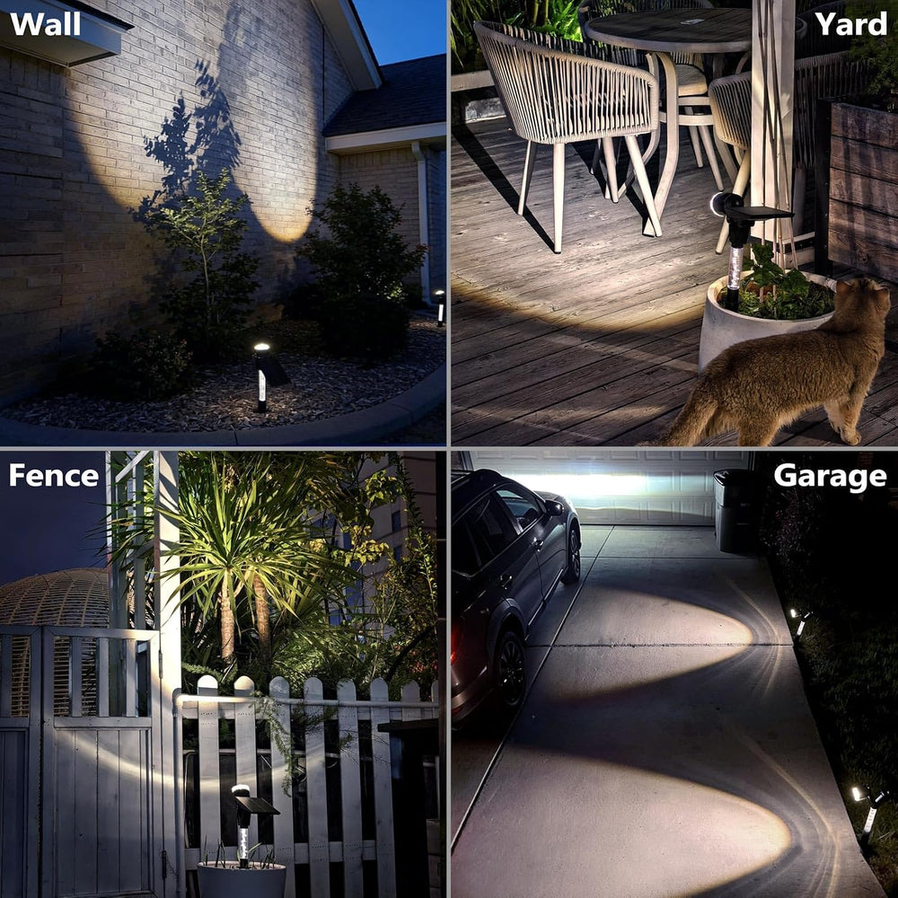 DenicMic Solar Spot Lights Outdoor Waterproof White Lens LED 4 Pack | Adjusta...