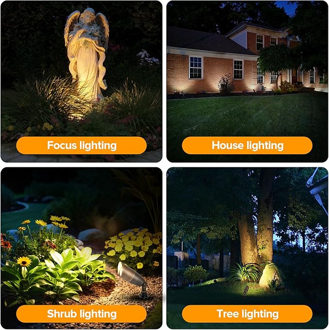 LUTEC Solid Brass Low Voltage Landscape Lighting, 12V Heavy Duty Waterproof L...
